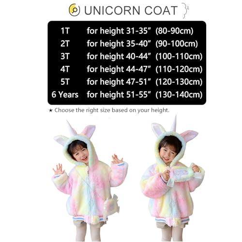 Girl's Unicorn Hooded Coat Winter Jacket Warm Outwear with a Candy-Shaped Bag3