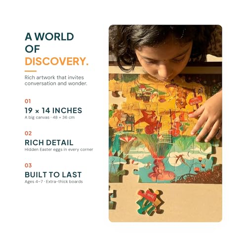 Image of Dinosaurs at a Picnic Jigsaw Puzzle | 48 Pieces | Ages 4, 5, 6, 7 Years | Premium Montessori Toy & Quiet Time Activity | Birthday Gift or Return Gift for Kids