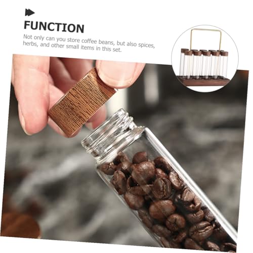 Tubo de almacenamiento para café con soporte de madera nogal miniatura 4