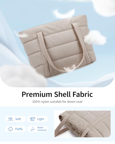 Image of Narwey Puffer Tote Bag for Women Girl, Puffy Travel Gym Shoulder Handbag