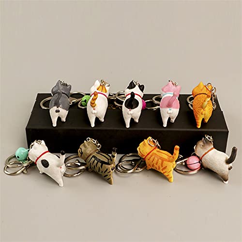 Hongtai Mooie Hars Bell Cat Sleutelhanger Auto Hanger Bag Ornament Trinket voor Vrouwen Sleutelhanger (Color : Yellow tail) - Image 4
