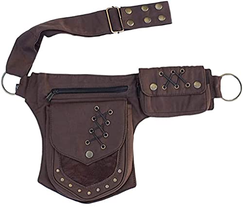 XUELILEU Women Waist Bag Fanny Bag Renaissance Faire Festival Chest Pack with Adjustable Belt Fashion Hip Bum Bag for Running Hiking 00/Brown