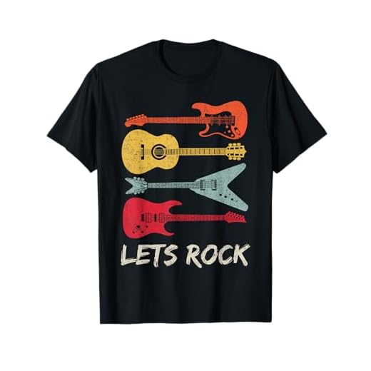 Lets Rock Rock n Roll Guitar Retro Gift Men Women Shirt Camiseta
