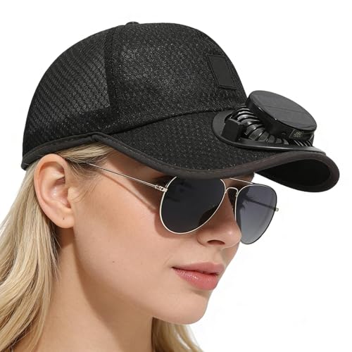 Sombrero de abanico para hombre, carga solar USB de 1000 mAh, 3 velocidades de viento ajustables, gorra de béisbol de malla, para deportes al aire libre, pesca, senderismo, playa, viajes, vacaciones