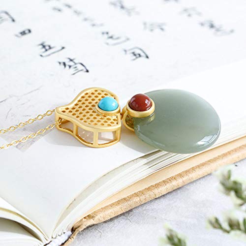 Collier argent 925 durable anti-ternissement avec jade cyan véritable - 4