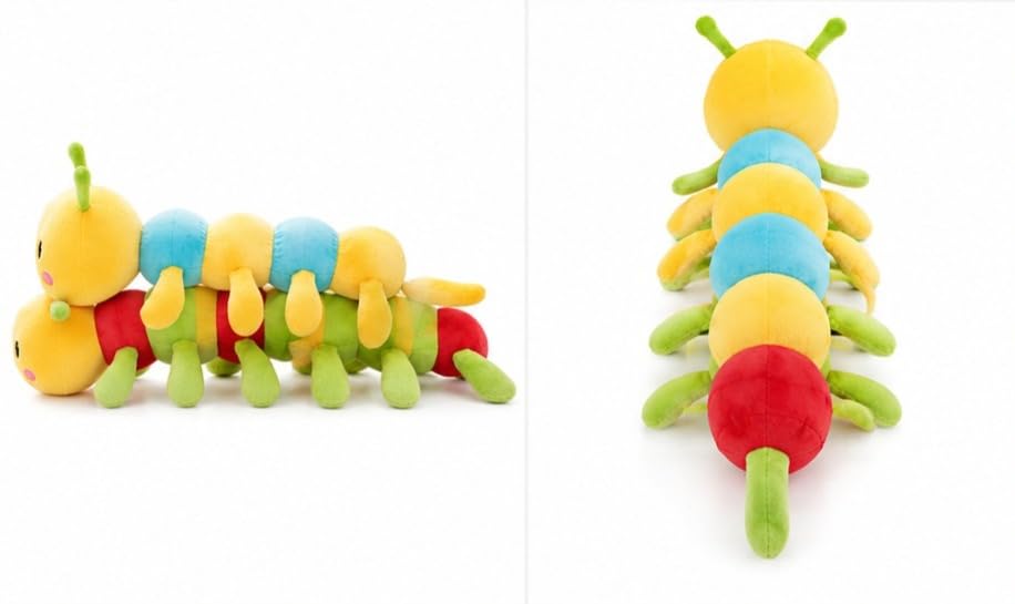 Image of Soft Plush Caterpillar Toy for Kids | Cute Double Face Stuffed Animal | Ultra Soft Hugging Pillow | Long Plush Caterpillar Doll for Babies, Toddlers, Boys & Girls | Birthday Gift