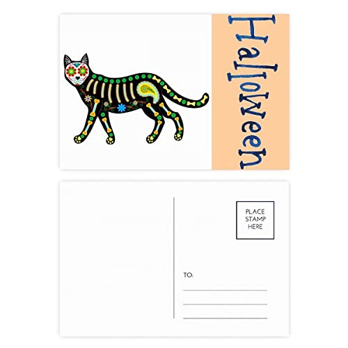 Cartes postales d'Halloween chat noir au design cœur avec finitions soignées