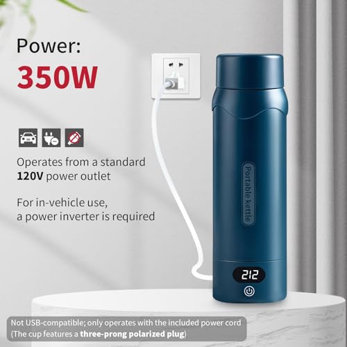 Tetera eléctrica portátil de acero inoxidable 450 ml azul miniatura 2