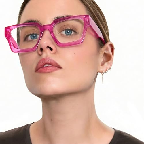 Image of livho Oversized Eyewear Frame for Woman and Men - Rectangle Fashion Glasses for Computer, Chic Preppy Frame