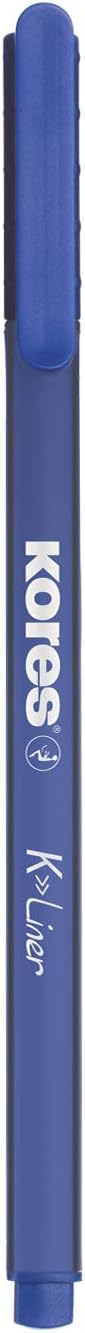 Kores - K-Liner - Blue Fineliners - 0.4mm - Colouring, Fineliner Marker Pens, Art Pens, Journaling Supplies, University Essentials, School Supplies - Pack of 12