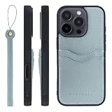 HANATORA for iPhone 16Pro ケース 本革 耐衝撃 バンパー型 スマホケース スマホ ストラップ 付き シュリンクレザー ギフト ブルーグレー CPGGZ-16Pro-BlueGray