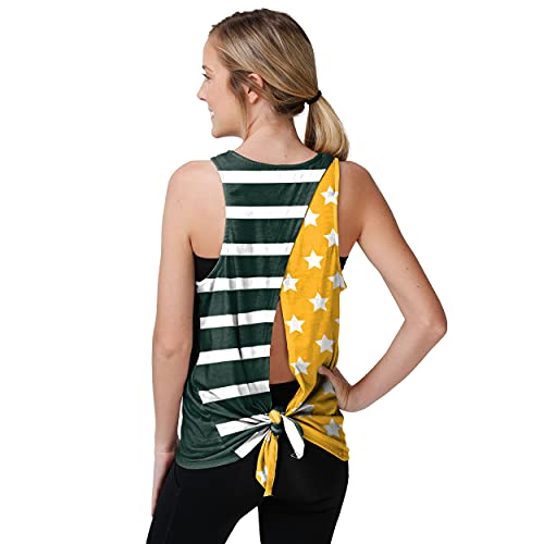FOCO Green Bay Packers NFL Womens Americana Tie-Back Sleeveless Top - S