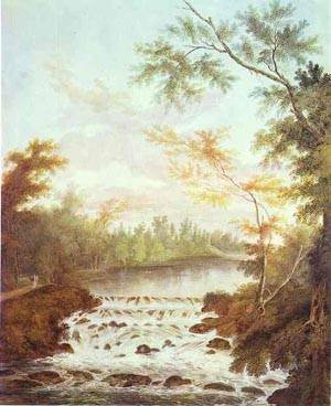 Peinture à l'huile Cascade in Gatchina Semion Shchedrin 1798 tableau toile 30x36 pouces