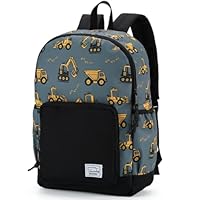 VASCHY Toddler Kids Backpacks, Cute Lightweight School Bag Water Resistant Preschool Backpack for Boys with Chest Strap Excavator