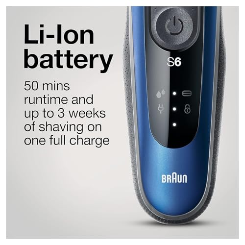 Image of Braun Series 6 6040cs Electric Shaver with Charging Stand, Precision Trimmer, Wet & Dry, Rechargeable, Cordless Foil Shaver, Blue