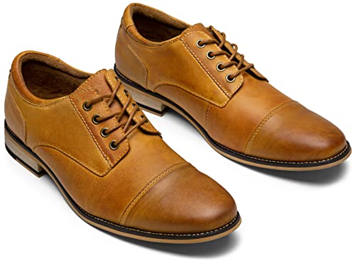 Image of Jousen Men's Dress Shoes Leather Wingtip Formal Business Oxford Shoes Brogue Retro Derby Dress Shoes for Men
