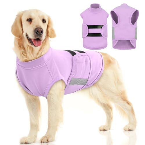 Image of MIGOHI Dog Anxiety Relief Coat,Comfort Anxiety Vest for Dogs,Adjustable Dog Anxiety Calming Wrap for Fireworks,Travel,Separation,Anxiety Jacket for Large Dogs,L,Lightpurple