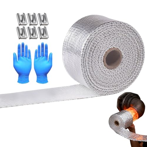 Peufcmi Enroulement Thermique Pour Échappement,Rouleau de Protection 10 Mètres | Ruban Résistant À La Chaleur | Pour Silencieux d'Automobiles, de Motos, de Camions, de Turbines Tuyaux d'Échappement