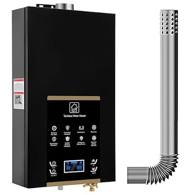 Tankless Water Heater Propane,Instant Hot Propane Gas Water Heater,Indoor 3.18 GPM,Constant Propane Water Heater with Fahrenheit Digital Display,Multi-Protection (Black)