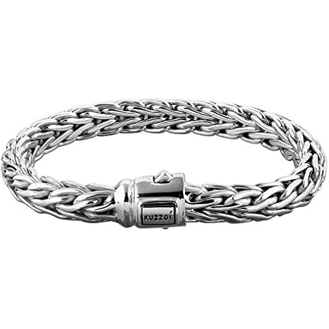 Bracelet for Men at Kuzzoi Buddha Design, Silver Bracelet for Men, Handmade Bracelet Made of Solid 925 Sterling Silver, Exclusive Men's Bracelet Engraving, 9 mm Wide, 66 g Weight, 335202 Cover