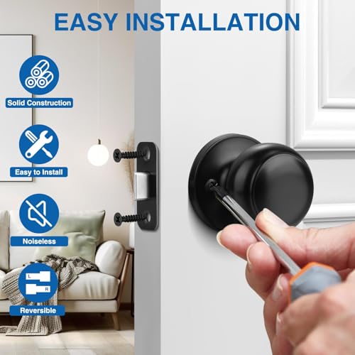 Sopoby-Black-Door-Knob-6-Pack-Round-Keyless-Doorknobs-InteriorExterior-Lockset-Passage-Locking-Door-Knobs-for-BedroomBathroom-Black-Modern-Design-Door-Hardware