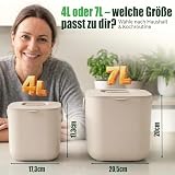 YourCasa® Kosz na kompost, 7 l, do codziennych odpadów organicznych w kuchni, nadaje się do mycia w zmywarce, odporny na zapachy, wyjmowany wkład wewnętrzny, organiczny kosz z pokrywką, beżowy