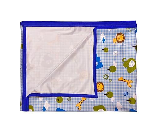 Image of EcoSoft Plastic Sheet,PVC Sheet for Kids,Rubber Sheet for Babies,Bed Wetting Protector(90 x 135 cm) (Blue Big Jungle)