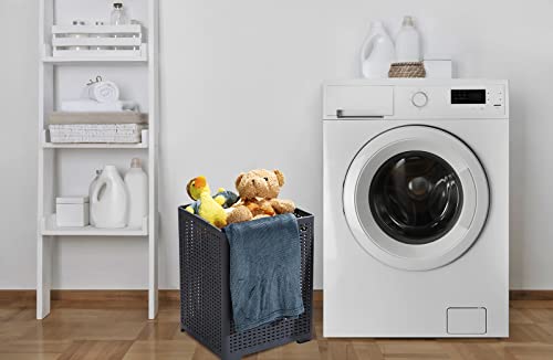 Eslite 42L Collapsible Plastic Laundry Baskets,Foldable Laundry Hamper,Pack Of 2 (Grey) #TOP7