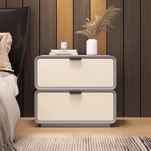 Stylish 2 Drawer Nightstand - Wooden Bedside Table with Smooth Gliding Drawers, Sturdy Floor-Standing Design for Bedroom & Living Room, 50cm Wide, Modern Home Furniture