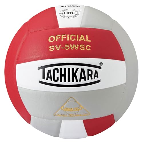 Tachikara Sensi-Tec Composite High Performance Volleyball (Scarlet/White/Silver Gray)