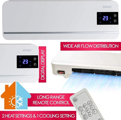 MYLEK Overdoor Heater 2KW Downflow Over Door Air Curtain Electric And Fan with Thermostat, LED Display, Timer & Remote Control - Lot20 Compliant (2000W)