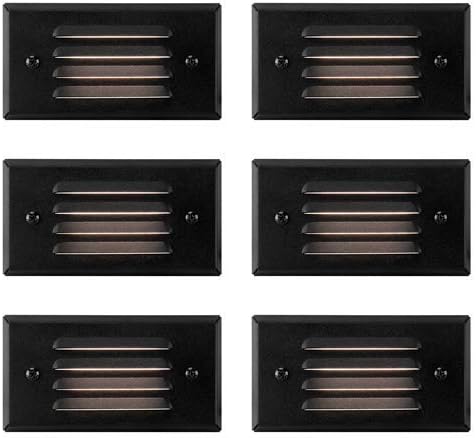 GKOLED 12V 3W Surface Mount Low Voltage LED Step Light with Horizontal Louvered Faceplate for Steps Decks Pathway Yard Stairs Fences, IP65 Rated for Outdoor Waterproof, for Wet Locations, 6 Packs