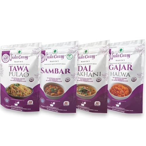 Insta Curry Pack of 4 – Tawa Pulao, Sambar, Dal
