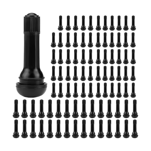 SWPHRT 100PCS TR413 Car Tire Valve Stems, Rubber Snap-in Vehicle Tubeless Rim Holes Valve Stem, Leak-Proof Automotive Replacement Tool Accessories, Universal for Truck Trailer Go-Karts