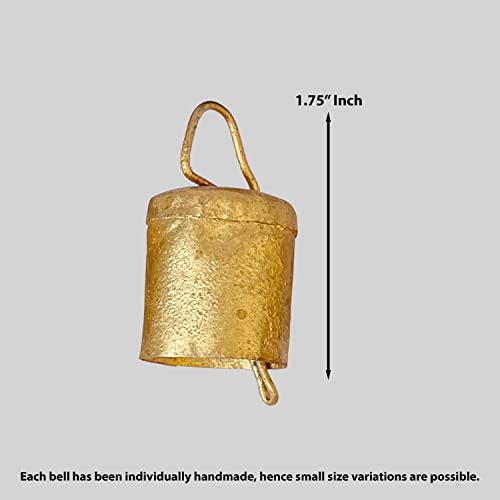 Vivanta 4 Cm Pack Of 10, Rustic Décor Vintage Christmas Decoration Ornaments Bells – Indian Décor Cow Bell For Craft – Small Tiny Mini Gold Tin Hanging Witch Bells – Jingle Bells For Crafts Cylinder #TOP1