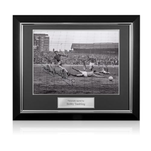Exclusive Memorabilia Bobby Tambling Signed Chelsea Soccer Photo: Goal vs West Brom. Deluxe Frame