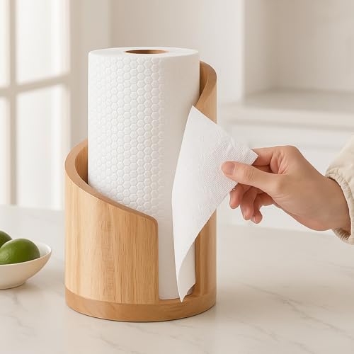 Soporte para papel de cocina de montaña de madera: dile adiós al desorden en la encimera del baño 6