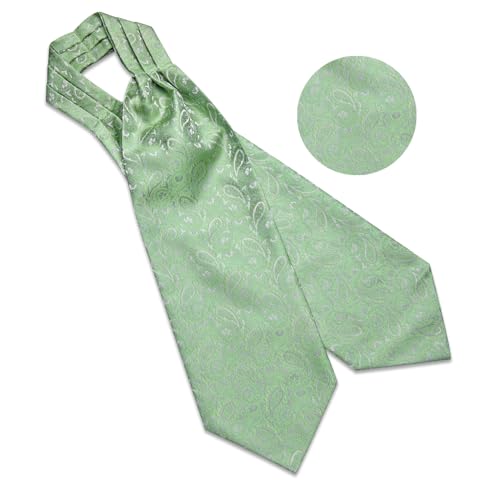 Image of DiBanGu 3PCS Ascot Ties for Men Wedding Jacquard Woven Silk Ascot Cravat for Men Cravat Tie and Pocket Square Set
