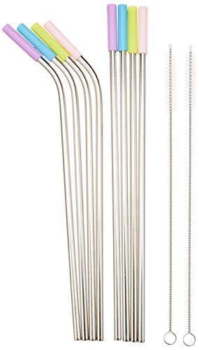 Polkadot Weasel Company Set of 8 Stainless Steel Straws, Silicon Tips, and 2 Cleaning Brushes (10.5 inch w/o travel container) Polkadot Weasel Company Set of 8 Stainless Steel Straws, Silicon Tips, and 2 Cleaning Brushes (10.5 inch w/o travel container)