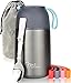 Milu Thermos per Alimenti I 450ml / 650ml / 800ml I Contenitore Termico di Acciaio Inossidabile, Isotermico Sottovuoto per Cibi Caldi e Freddi (Grigio, 650ml)