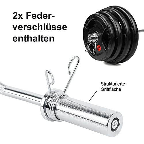 wuuhoo® Barre Curl Diego – 120cm en Acier chromé, Barre d'haltère, Jusqu'à 60kg, Compatible avec Toutes Les plaques Olympiques 50mm, Poignées moletées – Équipement de Gym à Domicile – Image 4