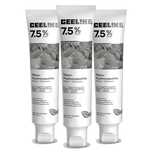 CEELIKE 7.5% Hydroxyapatite Toothpaste Supports Strong Enamel Protects Gums & Freshens Breath Fluoride-Free Ideal for Sensitive Teeth 120g (3)