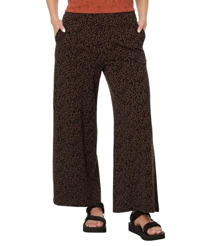 Toad&Co Womens Chaka Wide Leg Crop Pants Black Dot Print Large