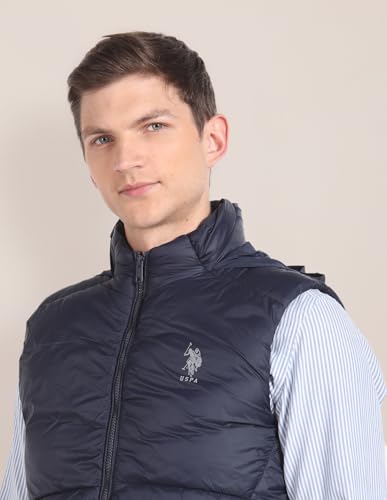 Image of U.s.polo association men's concealed hood sleeveless jacket