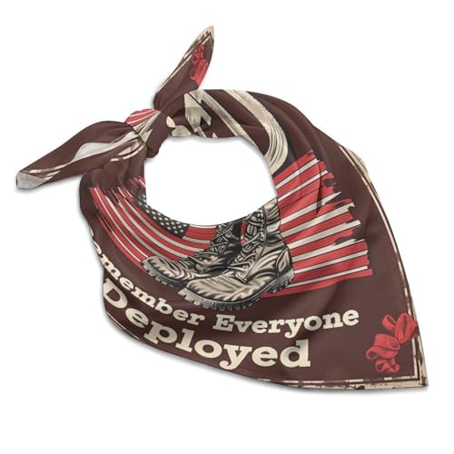 Remember Everyone Deployed RED Silk Head Scarf Neckerchief Square Scarves Vintage Bandanas for Men Women