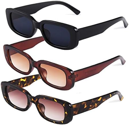 Long Keeper Vintage Rectangle Sunglasses for Women Trendy Square Sunglasses Fashion Retro Glasses with UV400 Protection for Ladies Teen Girls Men