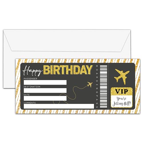 OICPYD Birthday Boarding Pass Gift Ticket, Golden...