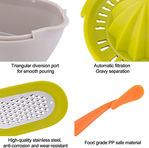 Manual Orange Juice Squeezer with Container and Orange Peeler Dishwasher Safe, Multifunctional Lemon Citrus Lime Juicer Squeeze Lemon Lime Orange and Extract All Fruit Juice, Box Grater