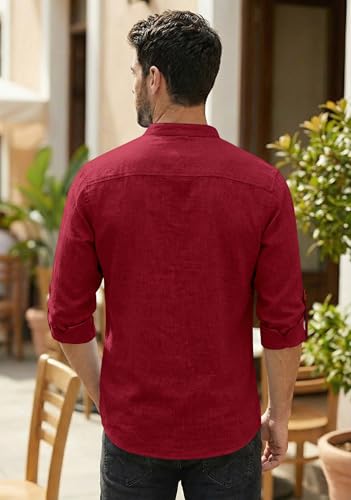 Image of Zombom Men's Cotton Polyester Blend Mandarin Collar Self One Design Printed Full Sleeve Regular Fit Casual Short Kurta