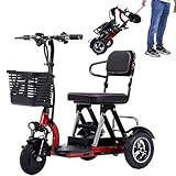 Scooter De Movilidad Eléctrico para Personas Mayores Plegable De 3 Ruedas Viene con Cargador Y Cesta De Almacenami Plegable Desmontable Multifuncional Scooter De Movilidad